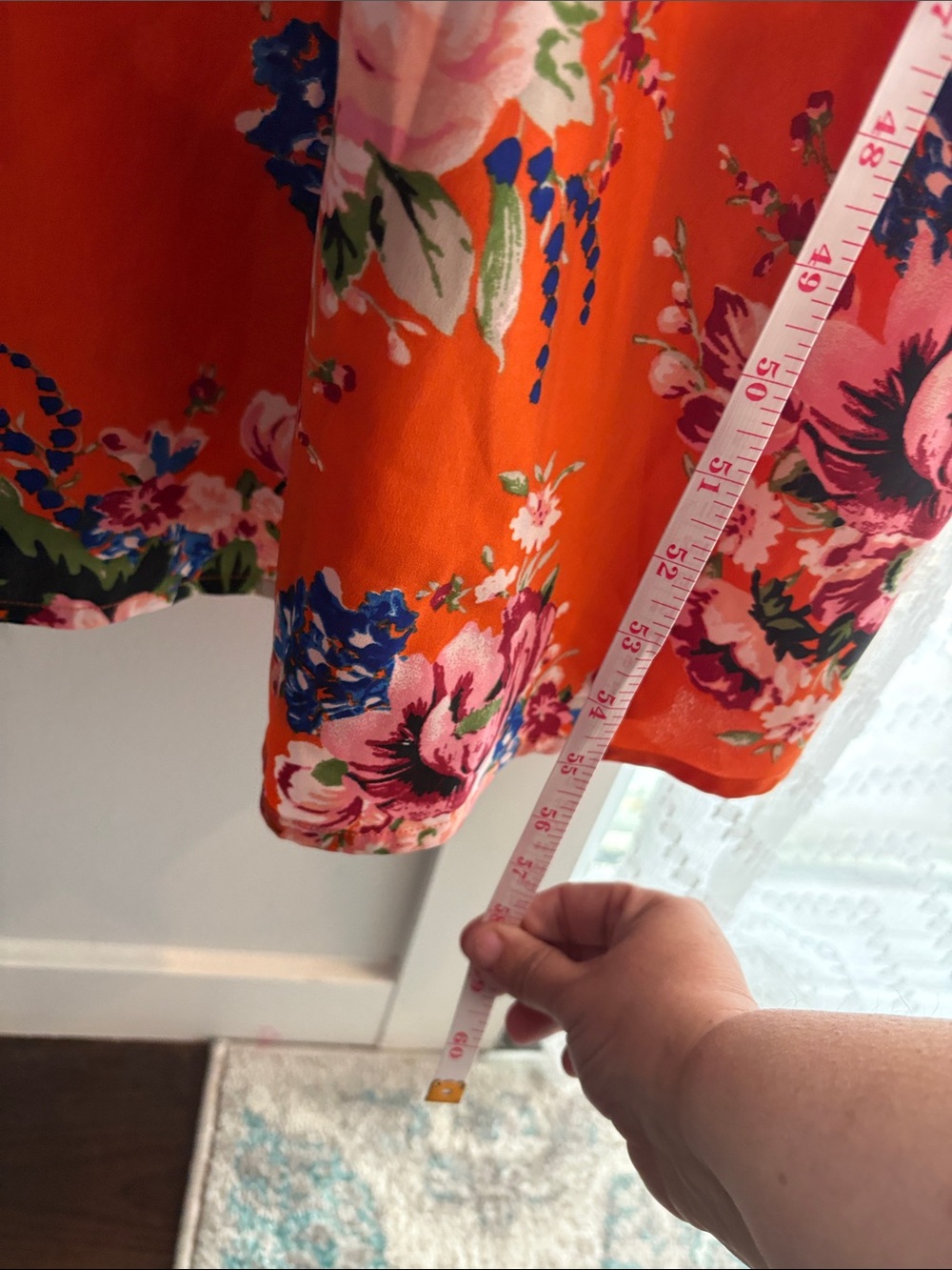 Orange Floral Maxi Dress with Spaghetti Straps - Picture 7 of 8